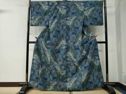 平和屋着物●都喜ヱ門　本場大島紬　7マルキ　総絣　樹林文　藤絹織物謹製　正絹　逸品　CABG0404yc