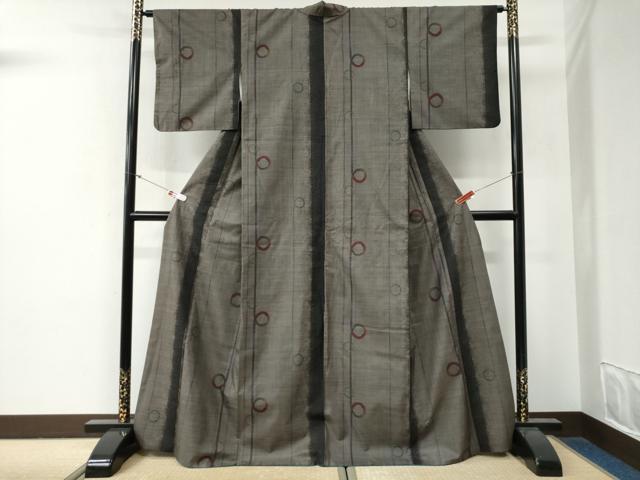 平和屋着物●本場大島紬　7マルキ　変わり縞　正絹　逸品　CABG0406yc