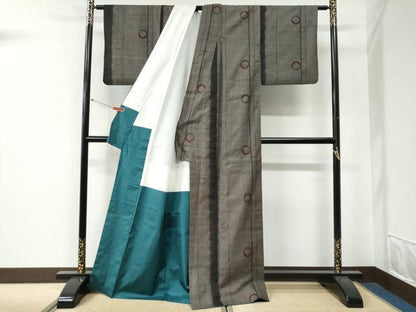 平和屋着物●本場大島紬　7マルキ　変わり縞　正絹　逸品　CABG0406yc
