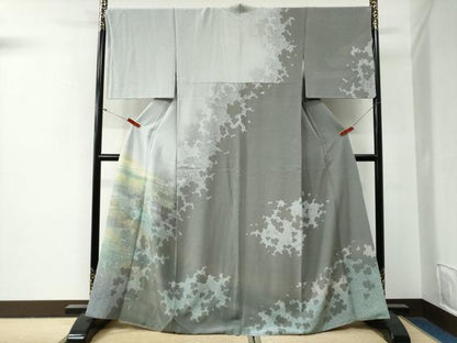 平和屋着物●訪問着　霞枝葉シルエット　正絹　逸品　CABG0407yc