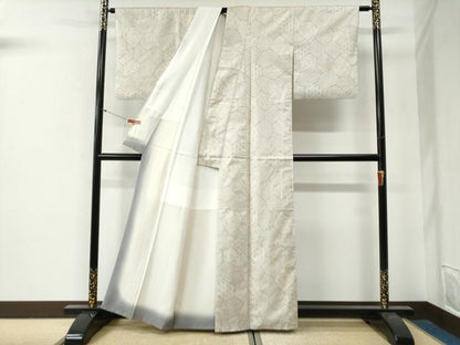 平和屋着物●本場大島紬　白大島　7マルキ　切嵌吉祥花文　正絹　逸品　CABG0409yc
