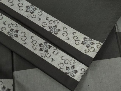 平和屋着物●上質な紬　横段花唐草文　黒地　健勝苑扱い　正絹　逸品　CABG0411yc