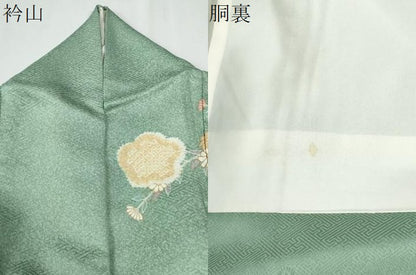 平和屋着物●訪問着　駒刺繍　扇面草花文　金彩　正絹　逸品　CABG0412yc