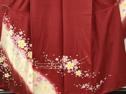 平和屋着物●豪華振袖　舞桜文　暈し染め　金彩　正絹　逸品　CABG0414yc