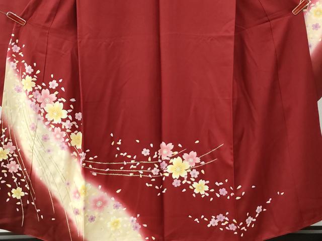平和屋着物●豪華振袖　舞桜文　暈し染め　金彩　正絹　逸品　CABG0414yc