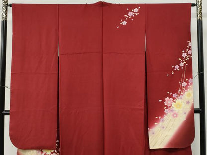 平和屋着物●豪華振袖　舞桜文　暈し染め　金彩　正絹　逸品　CABG0414yc