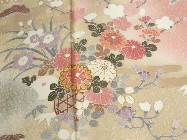 平和屋着物●訪問着　絞り　エ霞花籠文　暈し染め　正絹　逸品　CABG0420yc