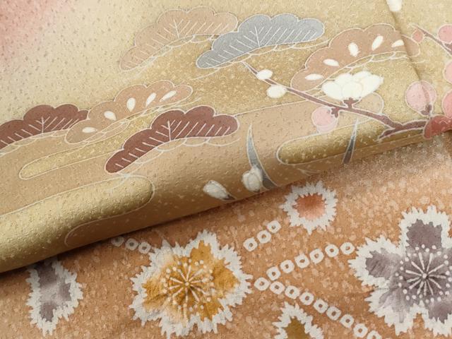 平和屋着物●訪問着　絞り　エ霞花籠文　暈し染め　正絹　逸品　CABG0420yc