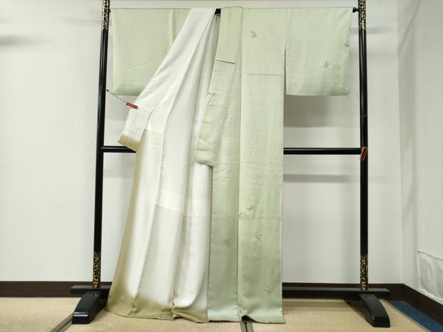 平和屋着物●訪問着　枝花文　金銀糸　ロング丈　正絹　逸品　CABG0424yc