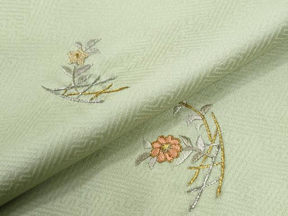 平和屋着物●訪問着　枝花文　金銀糸　ロング丈　正絹　逸品　CABG0424yc