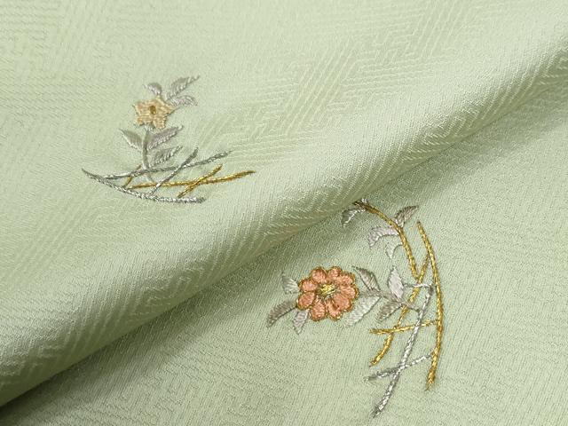 平和屋着物●訪問着　枝花文　金銀糸　ロング丈　正絹　逸品　CABG0424yc