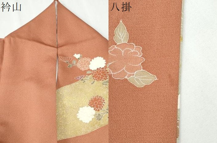 平和屋着物●訪問着　駒刺繍　枝花文　金彩　ロング丈　正絹　逸品　CABG0426yc