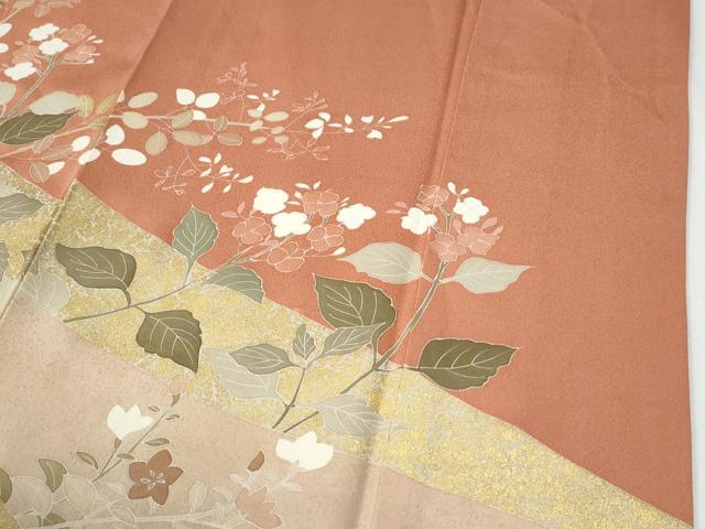 平和屋着物●訪問着　駒刺繍　枝花文　金彩　ロング丈　正絹　逸品　CABG0426yc