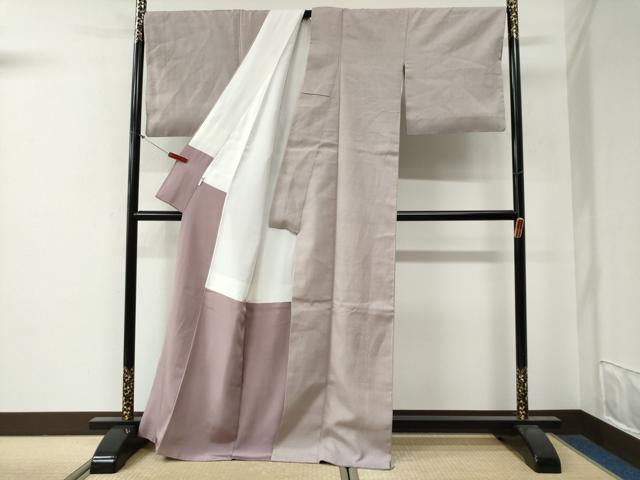 平和屋着物●結城紬　色無地　薄柿色　正絹　逸品　CABG0427yc