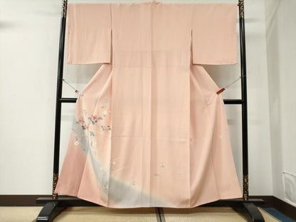 平和屋着物●訪問着　友禅　作家物　枝花文　暈し染め　正絹　逸品　未使用　CABG0434yc