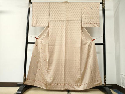 平和屋着物●訪問着　総刺繍　南天草花文　正絹　逸品　CABG0435yc