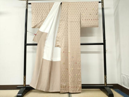 平和屋着物●訪問着　総刺繍　南天草花文　正絹　逸品　CABG0435yc