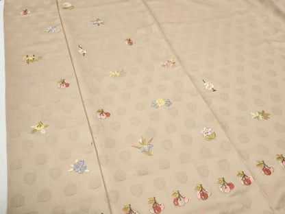 平和屋着物●訪問着　総刺繍　南天草花文　正絹　逸品　CABG0435yc