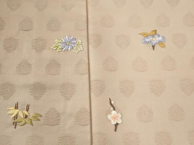 平和屋着物●訪問着　総刺繍　南天草花文　正絹　逸品　CABG0435yc