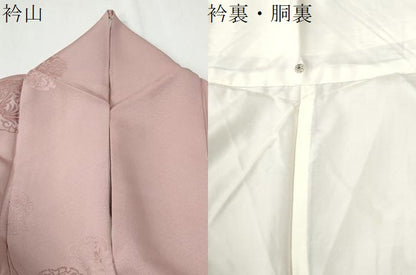 平和屋着物●上質な色無地　雪輪鳳凰花唐草地紋　石竹色　正絹　逸品　CABG0441yc