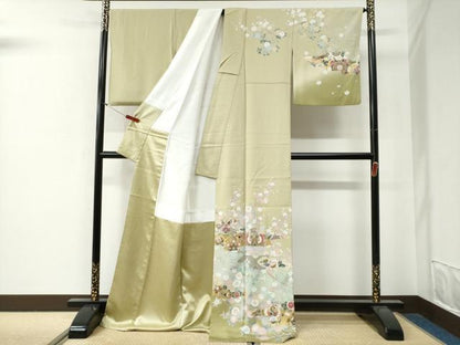 平和屋着物●訪問着　鳳凰更紗花唐草文　暈し染め　金銀彩　ロング丈　正絹　逸品　CABG0442yc