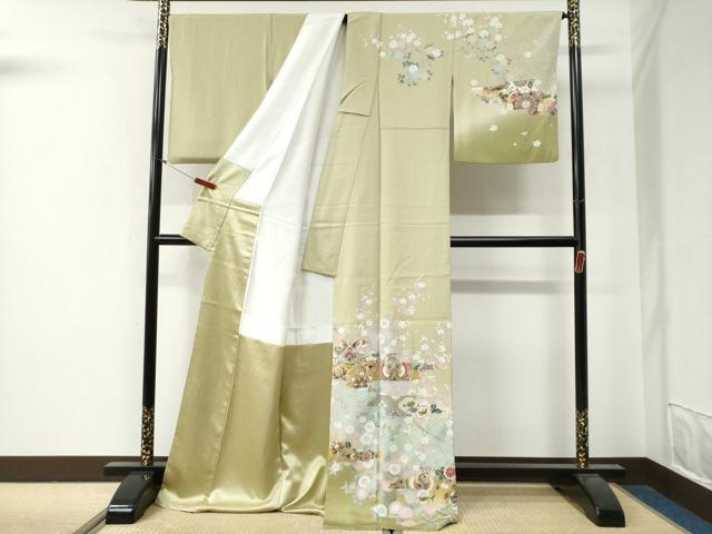 平和屋着物●訪問着　鳳凰更紗花唐草文　暈し染め　金銀彩　ロング丈　正絹　逸品　CABG0442yc