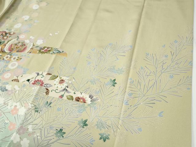 平和屋着物●訪問着　鳳凰更紗花唐草文　暈し染め　金銀彩　ロング丈　正絹　逸品　CABG0442yc