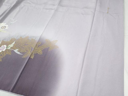 平和屋着物●訪問着　岡山工芸作　草花文　暈し染め　金銀彩　ロング丈　正絹　逸品　CABG0443yc