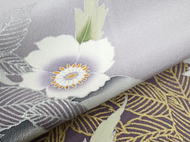 平和屋着物●訪問着　岡山工芸作　草花文　暈し染め　金銀彩　ロング丈　正絹　逸品　CABG0443yc
