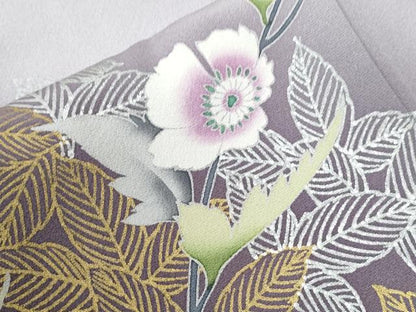 平和屋着物●訪問着　岡山工芸作　草花文　暈し染め　金銀彩　ロング丈　正絹　逸品　CABG0443yc