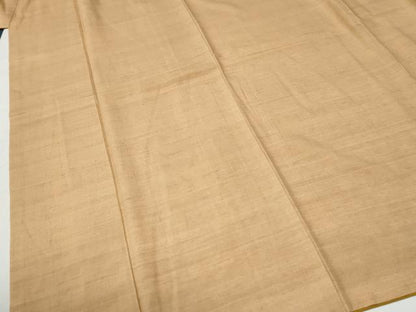 平和屋着物●結城紬　色無地　杏色　正絹　逸品　CABG0445yc
