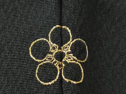 平和屋着物●訪問着　作家物　駒刺繍　葵　暈し染め　黒地　金彩　正絹　逸品　CABG0446yc