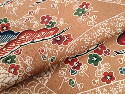 平和屋着物●訪問着　型染め　遠山松梅文　正絹　逸品　CABG0448yc