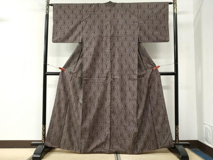 平和屋着物●本場大島紬　7マルキ　麻の葉文様　正絹　逸品　CABycG0452