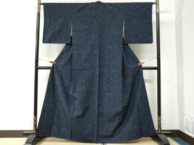 平和屋着物●結城紬　風景草花文　正絹　逸品　CABG0453yc