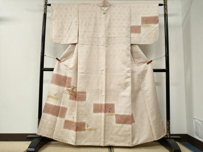平和屋着物●訪問着　刺繍　琴　霞草花文　金彩　正絹　逸品　CABG0454yc