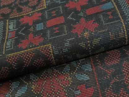 平和屋着物●本場大島紬　7マルキ　色紙更紗草花文　正絹　逸品　CABG0458yc