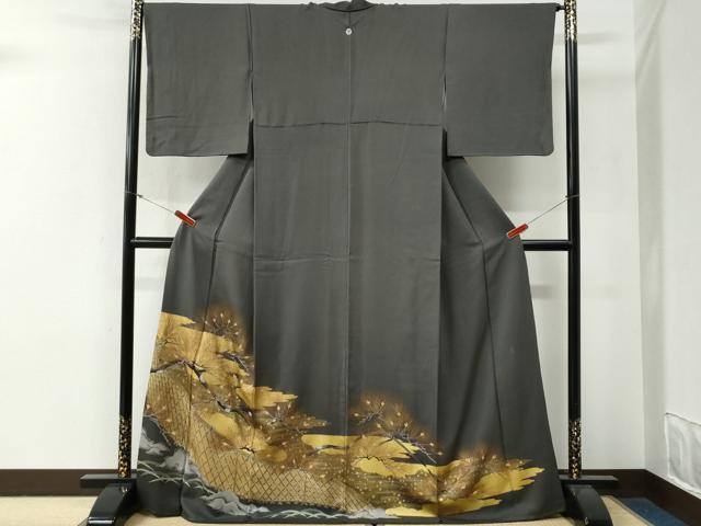 平和屋着物●豪華色留袖　作家物　籬枝松文　ロング丈　正絹　逸品　CABG0459yc