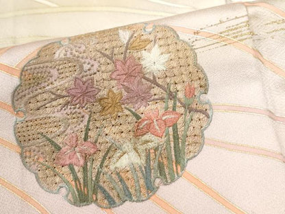 平和屋着物●中国三大刺繍　スワトウ刺繍　訪問着　立波雪輪御所車花文　暈し染め　金彩　正絹　逸品　未使用　CABG0465yc