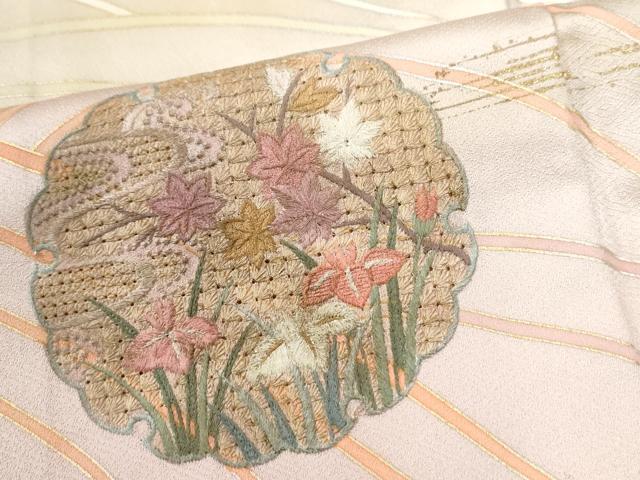 平和屋着物●中国三大刺繍　スワトウ刺繍　訪問着　立波雪輪御所車花文　暈し染め　金彩　正絹　逸品　未使用　CABG0465yc