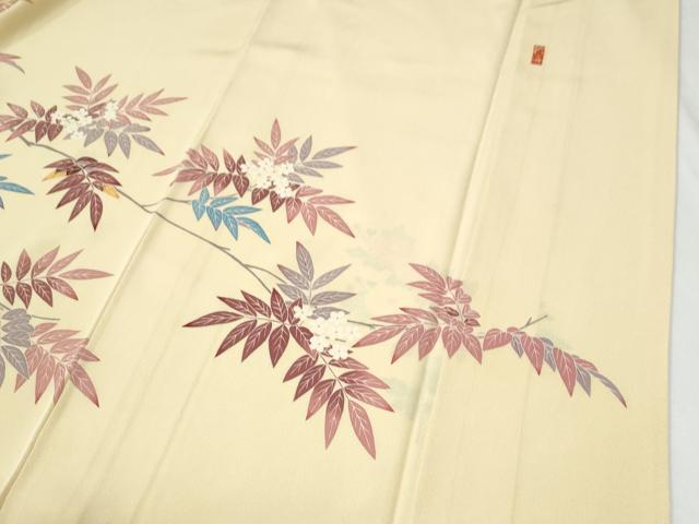 平和屋着物●本加賀友禅作家　金津五雄　色留袖　枝花文　正絹　逸品　CABG0467yc