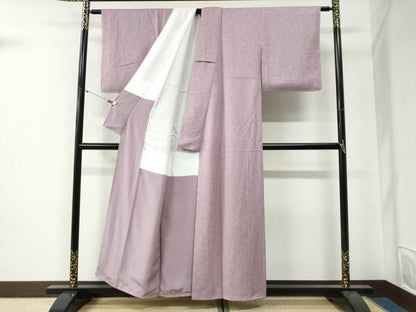平和屋着物●上質な色無地　彩の詩　南天地紋　紅藤色　反端付き　正絹　逸品　未使用　CABG0477yc