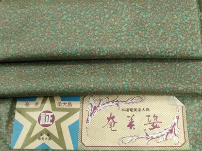 平和屋着物●本場染大島紬　奄美姿　霰文　証紙付き　正絹　逸品　未使用　CABG0478yc