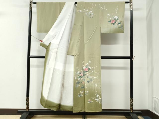 平和屋着物●訪問着　友禅　牡丹花文　暈し染め　正絹　逸品　未使用　CABG0479yc