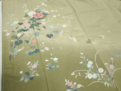 平和屋着物●訪問着　友禅　牡丹花文　暈し染め　正絹　逸品　未使用　CABG0479yc