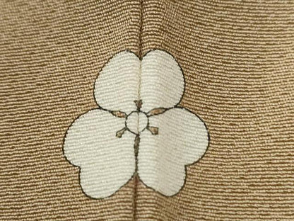 平和屋着物●上質な色無地　花友禅　榛色　反端付き　正絹　逸品　CABG0480yc