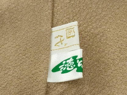 平和屋着物●上質な色無地　花友禅　榛色　反端付き　正絹　逸品　CABG0480yc
