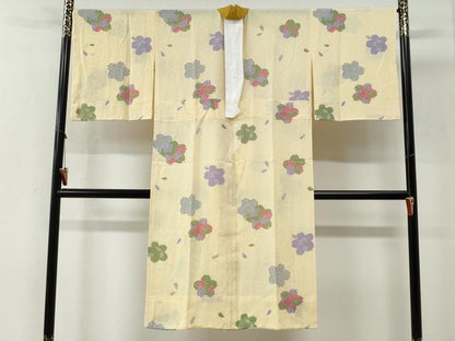 平和屋着物●長襦袢　無双仕立て　舞桜文　半衿刺繍　正絹　逸品　未使用　CABG0481yc