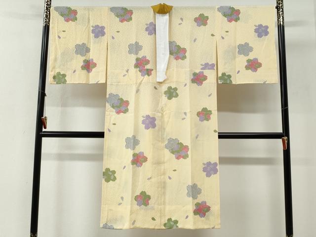 平和屋着物●長襦袢　無双仕立て　舞桜文　半衿刺繍　正絹　逸品　未使用　CABG0481yc
