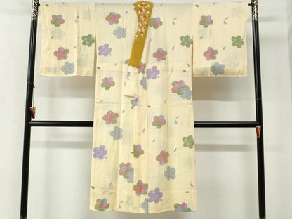 平和屋着物●長襦袢　無双仕立て　舞桜文　半衿刺繍　正絹　逸品　未使用　CABG0481yc